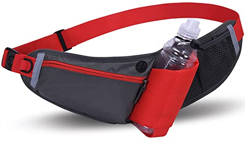 NEUSOP Midjeväska, sport, löpbälte, midjeväska för män, kvinnor, midjeväska, höftväska, sport, midjeväska, utomhus, fitness, maraton, jogging, cykling, röd, Einheitsgröße