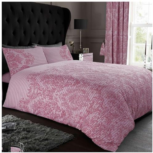 GC GAVENO CAVAILIA Funda de edredón de Cachemira tamaño King, Ropa de Cama Reversible y Lino, Funda de Cama Ultra Suave con Fundas de Almohada, Rosa Rubor (230 x 220cm)