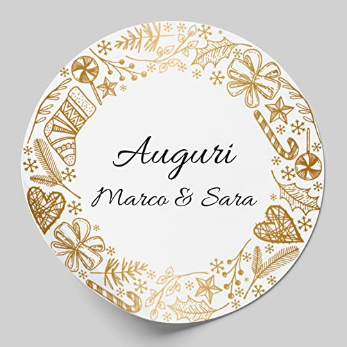 24 Personalisierte Aufkleber für Weihnachtsgrüße – Aufkleber mit personalisierbarem Text (Weihnachten 6, 6 cm)