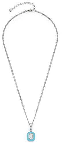 Leonardo Jewels Halskette Gigi, Kette aus Edelstahl mit Anhänger, Glas-Kristall, blau, silber, 45-50 cm, Anker-Kette, Damen Schmuck, 1 Stück 022825