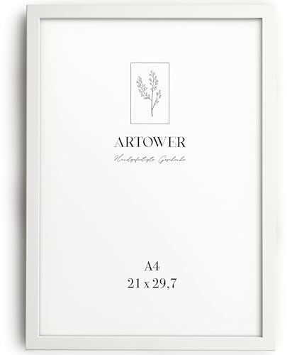 Artower® Bilderrahmen für DIN A4 21 x 30 cm Weiß Holz Dünner Rahmen | Posterrahmen Groß für Collage | Picture Frame White Wood 21 x 29,7cm | Holzbilderrahmen Poster Rahmen Echtholz