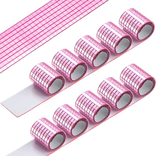 Queekay Discokugel selbstklebende Spiegelmosaikfliesen Glas 5 x 5 mm Mini-Disco-Fliesen Aufkleber Klebeband zum Basteln kleiner quadratischer Spiegel für DIY-Dekoration (Rosa)