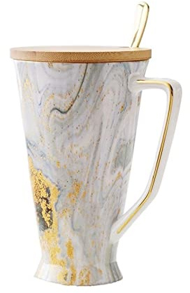 Tazze per Tazze Tazza da 500 ml di Grande capacità in Bone China Tazza da caffè di Lusso con Tazza da Latte con Coperchio Tazza di caffè (Color : B)