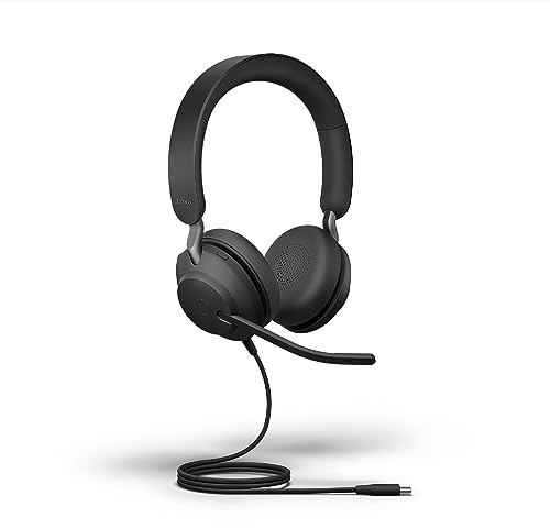 Jabra Evolve2 40 SE Stereo-Headset mit Geräuschunterdrückung, kabelgebunden, mit 3 Mikrofon-Anruf-Technologie und USB-C-Kabel, funktioniert mit Allen führenden Unified Communications-Plattformen wie