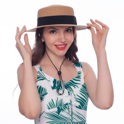 HEYANN Frauen Panama Strohhut Kappe Fedora-Hut Sonnenhüte, Stroh Boater Hut Faltbarer Sonnenhut Sommer Damenhut UPF50+ Gartenhut Sonnenhüte Breite Krempe für Urlaub