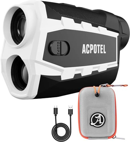 ACPOTEL Telémetro de golf magnético con pendiente (Ft/Yd/M), buscador de rango láser recargable de 2400 pies