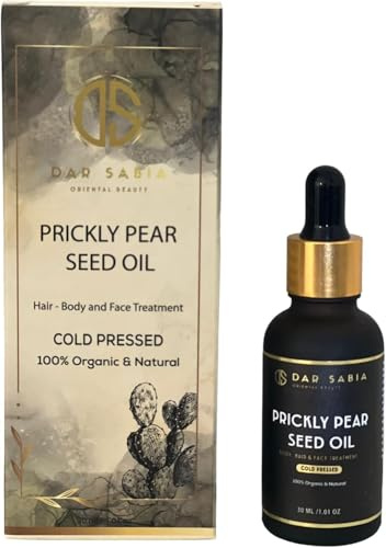 DAR SABIA Bestes Bio Kaktusfeigenkernöl - Bestes Anti-Aging-Öl gegen Falten und Augenringe 100% Rein, Natürlich, Kaltgepresst - Gesicht, Körper, Haare, Vegan -UV-geschützte Glasflasche 30 ML
