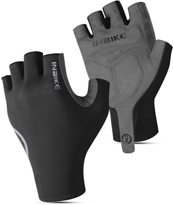 INBIKE Guantes Ciclismo Corto Frescos Verano Guantes MTB Hombre Mujer Unisexo Ligeros Transpirables Secado Rápido Antideslizante Guantes Gym Deprotes Negro Rosa Verde Navy 203