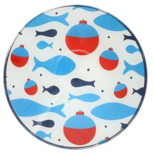 Pavilion Gift Company - Lake - 6 Glass Serving 10 Oz Bowl Fish Fishing Boat Boating Lake Beach Waterfront Ocean Nautical Seaside Cottage River Kitchen Decor Summer Serveware