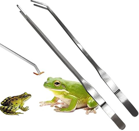 Lange Aquarium-Pinzette – Reptilien-Futterzange, gebogene Pinzette, 2 Stück, lange Edelstahl-Pinzette, gerade Reptilien-Futterzange, multifunktionale Reptilien-Futterzange, Landschaftsbau-Werkzeug