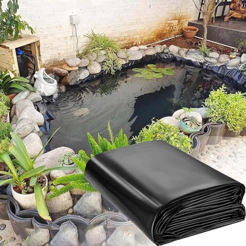 Generisch Teichfolie Faltbare Teichplane Gartenteichfolie Dichtungsfolie Schwarz Teichplane Schwerlast Fischteichfolie für Kleine Teiche Undurchlässig Folie Teichmembran,Schwarz,200 * 200cm