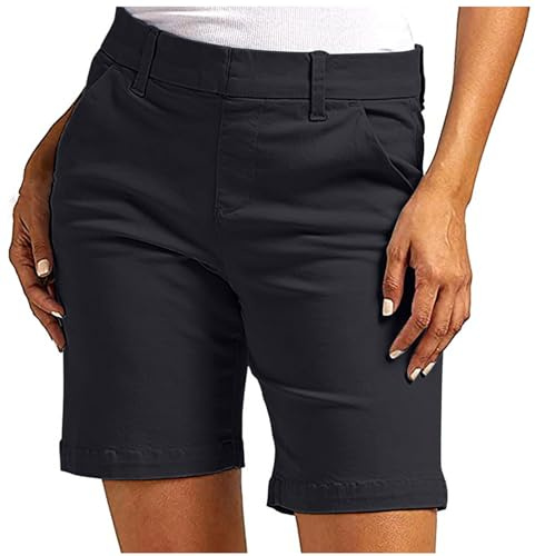 Business Shorts for Women Sale Summer High Waisted Tailored Business Suit Trousers Short Lounge Shorts Ladies Work Office Elegant Shorts with Pockets Solid Color Summer Shorts Ladies Flippy Shorts
