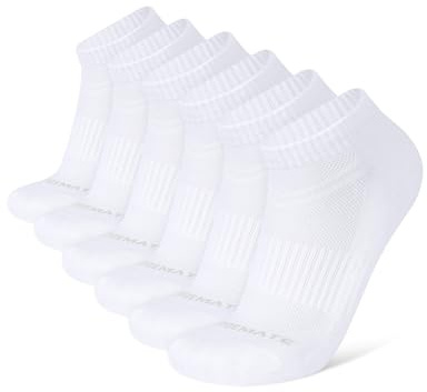 CLOSEMATE 6 par Sneaker strumpor Herren Damen löpningsstrumpor 39-42 43-46 Sportstrumpor Polsterad bomull kort strumpor Atmungsaktives Mesh 6Weiß L