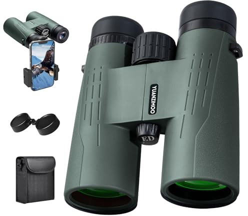 12x42 HD Binoculars for Adults High Powered Binoculars with Upgraded Phone Adapter Compact Binocular with Low Light Night Vision for Bird Watching Hunting Outdoor Sports Concerts Green