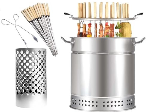 Barbacoa de carbón en barril, parrilla ahumadora vertical portátil de carbón, estufa colgante for barbacoa, parrilla de carbón sin humo for acampar en interiores y exteriores for verduras y carne Barb