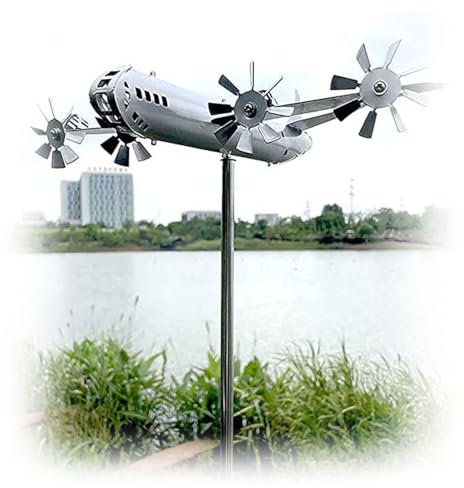 BesBet B-29 Gartenflugzeug, Magische Windrad, Windrad Gartendeko, Windrad Fuer Draussen Metall Stehend, füR Garten, Terrasse, Rasen, Landschaftsdekoration Im Innenhof