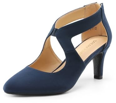 DREAM PAIRS Women's Pumps Closed Pointed Toe Kitten Heels Elegant Party Wedding Dress Shoes for Women,Size 7,Navy,DWUMPU2501