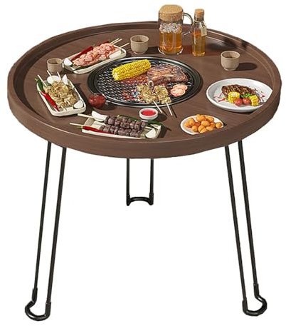 Tavolo da barbecue portatile a carbone per cucinare all'aperto e picnic, design pieghevole per piccoli spazi, tavolino multifunzione con mini griglia per carne per barbecue da giardino