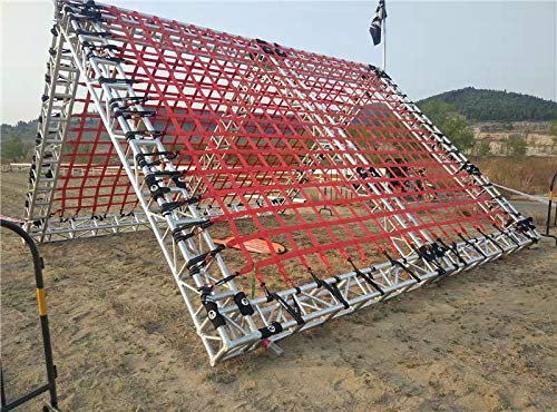 Outdoor-Kletternetz-Rahmen für Kinder und Erwachsene, Spielplatz, robustes Frachtnetz mit weicher Seilleiter, rotes Netz, Kletternetz für Schaukel