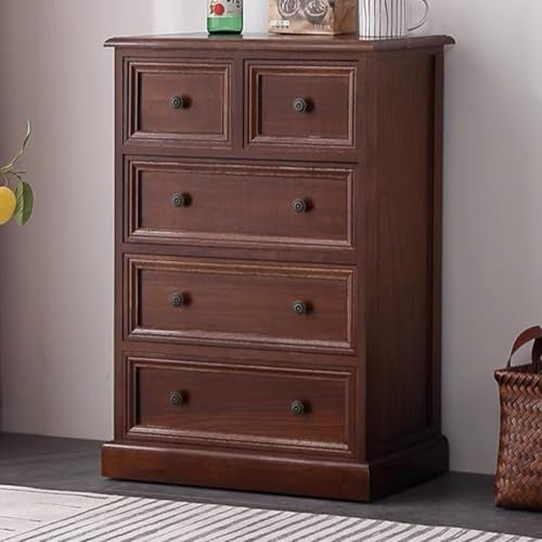 Commode en bois massif avec armoire de rangement pour chambre à coucher, salon de style américain, finition noyer beige blanc, 74,9 cm de large, table de chevet rustique en noyer