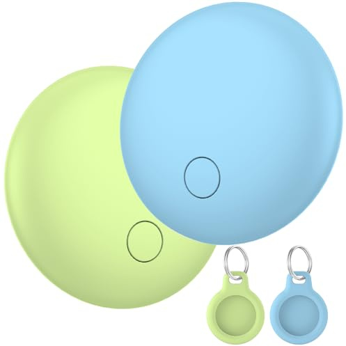 Buscador de Objetos Bluetooth 2 Piezas, Air Tracker Tag Compatible con Apple Buscar(Sólo iOS), Localizador para Llaves, Cartera, Equipaje, Mochila, Batería Reemplazable, IP67 Impermeable