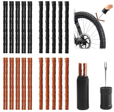 36 Pezzi Kit Riparazione Tubeless MTB Attrezzi Bike, 35 Strisce Adesive Pneumatici Bici con 1 Alesatore, kit riparazione pneumatici bici, Accessori Professionali per Bici da Strada, Mountain Bike