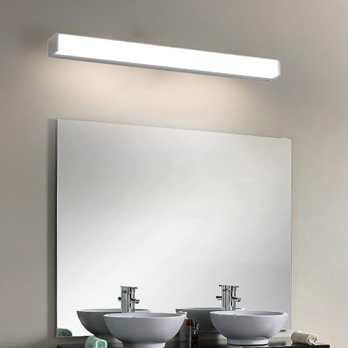 TZSMUM LED Spiegelleuchte Bad Wandlampe Badleuchte Wandleuchte Spiegellampe Wandbeleuchtung Badlampe Wasserdicht Wandleuchten Modern Indoor für Schminklicht Schlafzimmer (Silbrig-Warmes Licht,50cm)