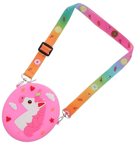 Vaguelly Süße Silikon Einhorn Umhängetasche für Leichte Crossbody mit Reißverschluss für Aufbewahrung und Cartoon Schultertasche