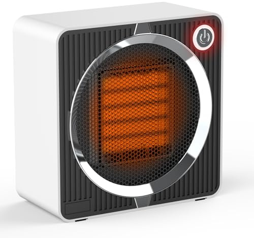 500W Portable Ceramic Electric Heater, Fast Heating in 2s with PTC Technology, Energy Saving Mini Space Heater with Overheat/Tip-Over Protection, Silent Desk Heater for Home Office