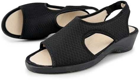 JOMIX Zapatillas Casa Mujer Verano Transpirables Sandalias Cómodas Mujer con Punta Abierta Pantuflas Tira Trasera Cuña Baja Antideslizantes para Terraza Jardín Negro 37