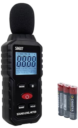 Misuratore di decibel BAIFULAI: misuratore di livello sonoro portatile da 30 dB a 130 dB con display LCD, misuratore SPL portatile, adatto per casa, ufficio, cantiere, fabbrica, ecc.