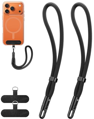 COCASES Handykette kurz universal 2 Stück, Verstellbares Handschlaufe für Handy, Einstellbares Handyanhänger Handyband Schlüsselband zum umhängen kompatibel mit iPhone/samsung/google pixel Schwarz*2