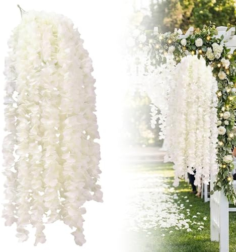12PCS Flower Garland, Artificial Wisteria Garland, 90-100cm Artificial Fake Wisteria Vine for Wedding Party Decorations