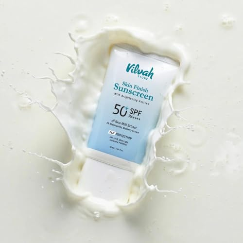 Vilvah Skin Finish Sunscreen SPF 50+ PA++++ | Broad Spectrum UVA UVB Protection | Lightweight Gel-Cream | No White Cast | Hydrating & Brightening Sunscreen for All Skin Types