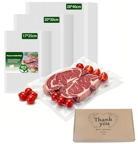 Vacuum Sealer Bags for Food Mixed 17x25cm(50) 20x30cm(20) 28x40cm(10) BPA Free Heavy Duty Embossed Leak Proof Airtight Food Saver Bags for Meat Fish Fruits and Vegetables by Learnspielzeug