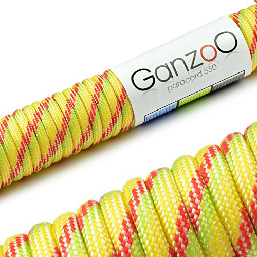 Ganzoo Paracord 550 Snöre, Rep för Armband, Linne, Halsband, Nylonrep 30 Meter, Gul