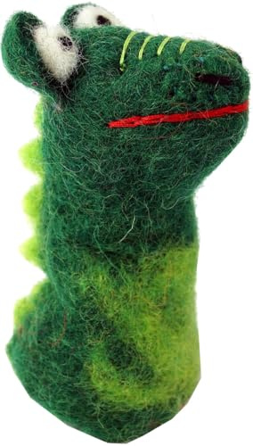 GURU SHOP Handgemachte Fingerpuppe aus Filz - Drache/grün, 9x4x3 cm