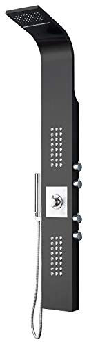 BERNSTEIN Duschpaneel 8815 aus Edelstahl Duschsystem mit Sedal-Thermostat Duschsäule in Schwarz, 48 Massagedüsen, Regendusche, Schwalldusche und Handbrause