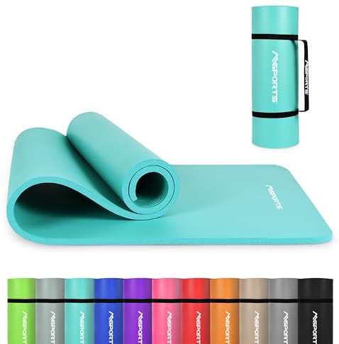 MSPORTS Gymnastikmatte Premium – rutschfeste Fitness- & Yogamatte | Hautfreundlich - inkl. Tragegurt, Übungsposter & Workout-App - 190 x 60 x 1,5 cm - Aquamarin