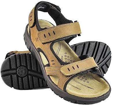 Zerimar sandaler utomhusskor Vandringsandaler | Lädersandaler Vandring | Sport utomhus sandaler | Sandaler Vandring Sommar | Färg: Olivstorlek 44