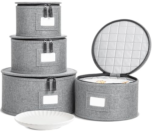storageLAB China Storage Containers, Containers for Organizing, Hard Shell Case, Felt Plate Dividers, Moving Supplies, Storage Box, Wine, Dishes, Glasses Storage, Charger Plates Storage Containers