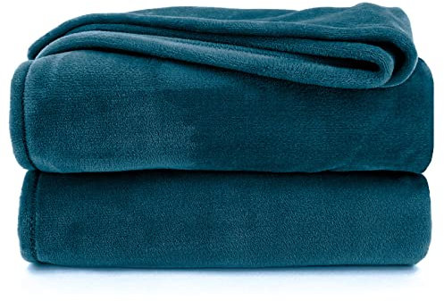 heimtexland Kuscheldecke flauschig Flanell Wohndecke warm Oekotex Tagesdecke Überwurf Sofadecke fusselfrei Fleecedecke Super Soft XL Decke 150x200 cm Typ380 Dunkel-Petrol Smaragd