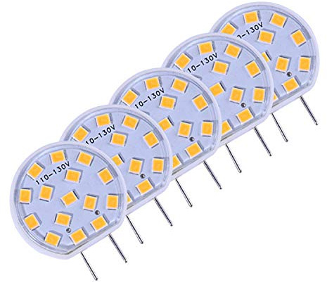 LEKIBOP G8 LED Bulbs Beads Lighting 110V 2.5W Energy Saving Corn Light 15 Pcs 2835 SMD Bi-Pin G8 Base No Strobe Flicker Free Halogen Replacement Bulb Under-cabinet Light Puck Light (Warm White, 5 PCS)