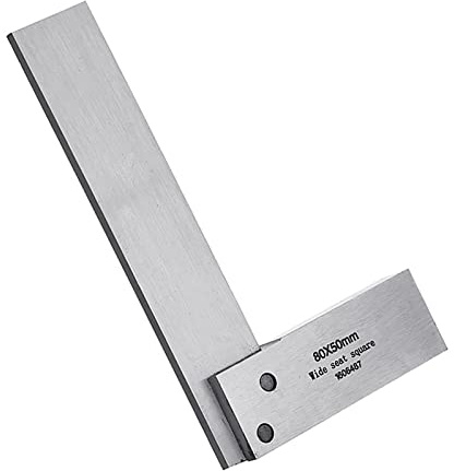 Vogueing Tool 90-Grad-Ingenieur-Stahl, quadratisches Lineal zur Messung des rechten Winkels, mit Kunststoffhalterbox (80 x 50 mm)