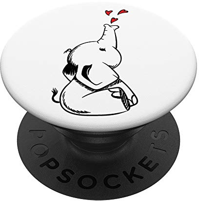 PopSockets Süßer Elefant mit Roten Herzen PopSockets PopGrip: Ausziehbarer Sockel und Griff für Handys/Tablets mit Tauschbarem Top