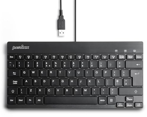 Perixx PERIBOARD-426 Compact Wired USB Mini Keyboard, QWERTY UK Layout, Lightweight Design, Multimedia Keys, Black