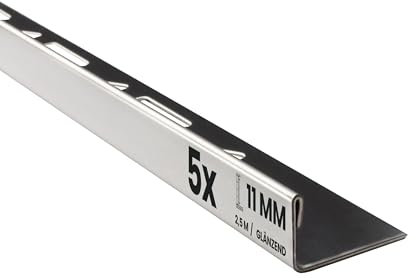 5x L-Profil Edelstahlschiene Fliesenschiene Fliesenprofil L250cm 11mm glänzend