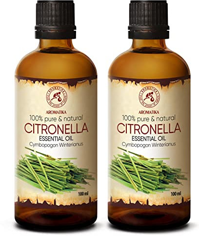 Citronellaöl Set 2x100ml - Naturreines Ätherisches Citronellaöl - Reine Citronella Oil - Cymbopogon Winterianus - für Beauty - Aroma Diffuser - Aromatherapie - Duftlampe - Citronella Oil