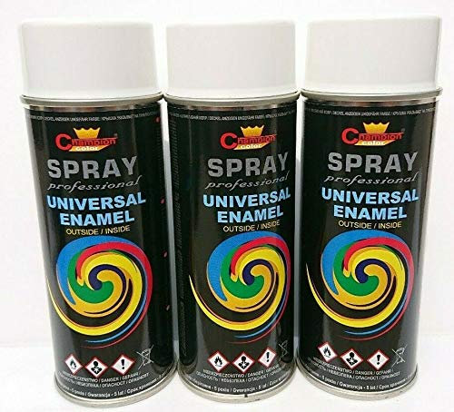 Sprühlack RAL Sprühfarbe Lackspray Spraydose 400ml - RAL 9010 Matt - 3 Stück