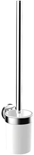 emco ROUND WC-Bürstengarnitur, Toilettenbürste mit Halterung und Griff aus Metall und Behälter aus Kunststoff, hochwertige WC-Bürste zur Wandmontage, chromfarben/weiß, Chrom